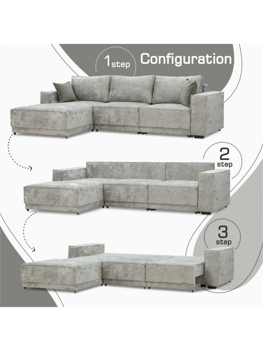 Диван HOBEL CORNER DELUXE LIGHT GREY MONACO 13/ NIAGARA GREY L (7) 