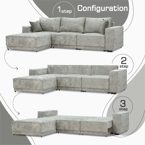 Sofa HOBEL CORNER DELUXE LIGHT GREY MONACO 13/ NIAGARA GREY L (7) 