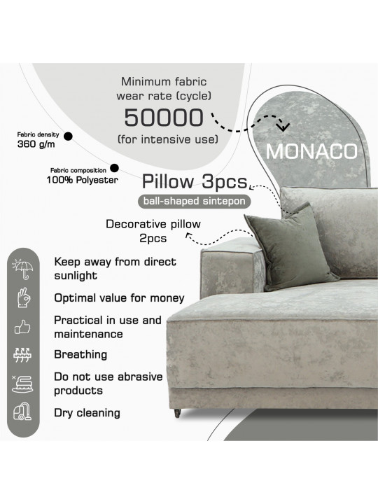 Диван HOBEL CORNER DELUXE LIGHT GREY MONACO 13/ NIAGARA GREY L (7) 