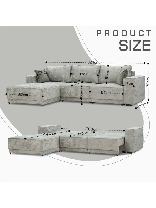 Диван HOBEL CORNER DELUXE LIGHT GREY MONACO 13/ NIAGARA GREY L (7) 