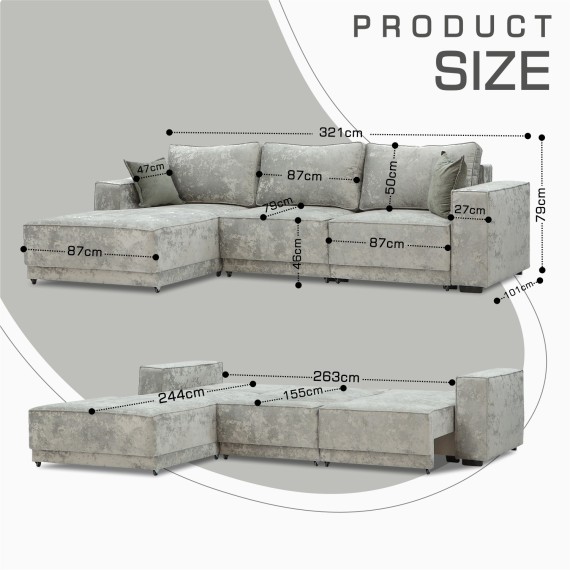 Sofa HOBEL CORNER DELUXE LIGHT GREY MONACO 13/ NIAGARA GREY L (7) 