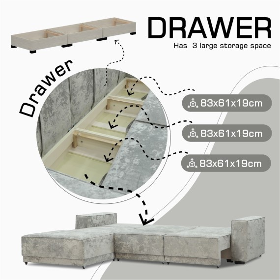 Sofa HOBEL CORNER DELUXE LIGHT GREY MONACO 13/ NIAGARA GREY L (7) 