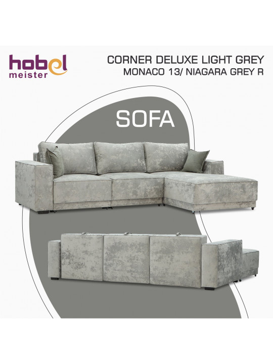 Sofa HOBEL CORNER DELUXE LIGHT GREY MONACO 13/ NIAGARA GREY R (7) 