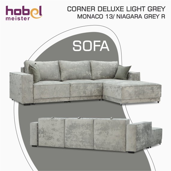 Sofa HOBEL CORNER DELUXE LIGHT GREY MONACO 13/ NIAGARA GREY R (7) 