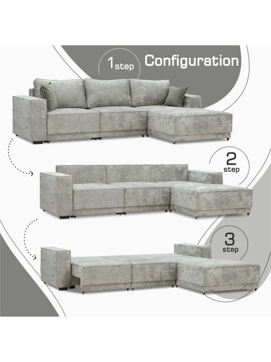 Sofa HOBEL CORNER DELUXE LIGHT GREY MONACO 13/ NIAGARA GREY R (7) 