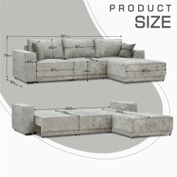 Диван HOBEL CORNER DELUXE LIGHT GREY MONACO 13/ NIAGARA GREY R (7) 