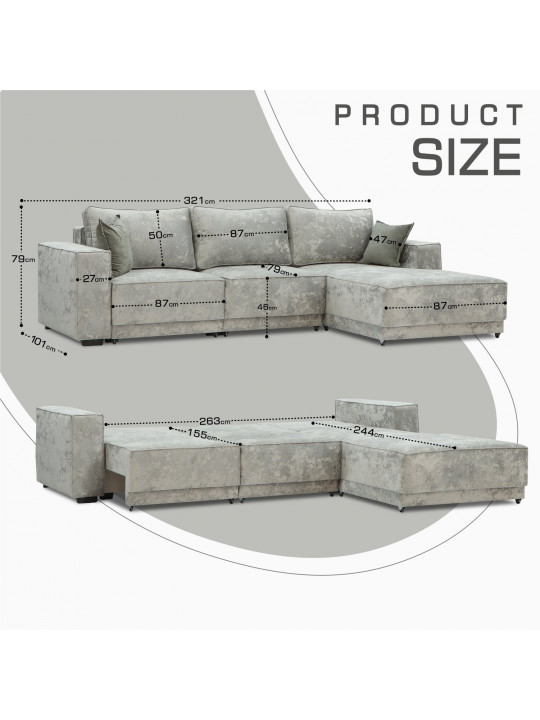 Sofa HOBEL CORNER DELUXE LIGHT GREY MONACO 13/ NIAGARA GREY R (7) 