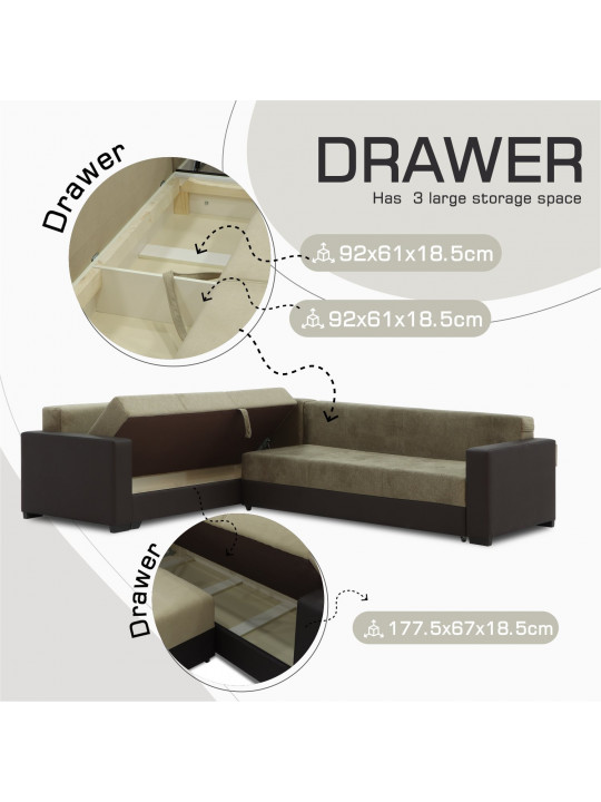 Բազմոց HOBEL CORNER ERICA BROWN 3673/BROWN MOCASSI 7114 L (6) 