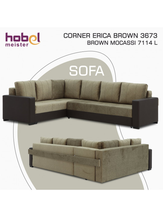Բազմոց HOBEL CORNER ERICA BROWN 3673/BROWN MOCASSI 7114 L (6) 