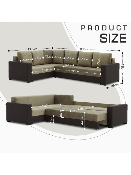 Բազմոց HOBEL CORNER ERICA BROWN 3673/BROWN MOCASSI 7114 L (6) 