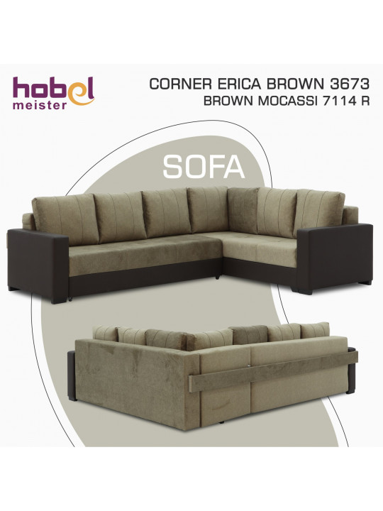 Բազմոց HOBEL CORNER ERICA BROWN 3673/BROWN MOCASSI 7114 R (6) 