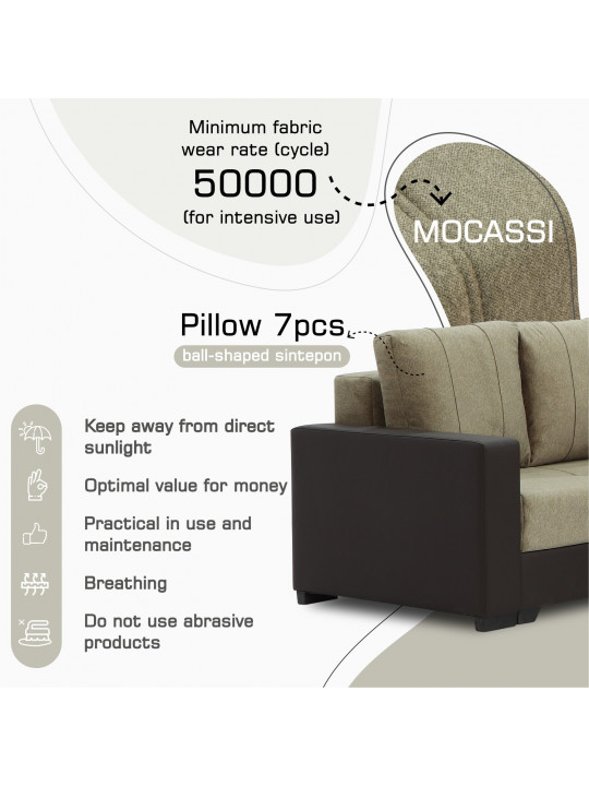 Բազմոց HOBEL CORNER ERICA BROWN 3673/BROWN MOCASSI 7114 R (6) 