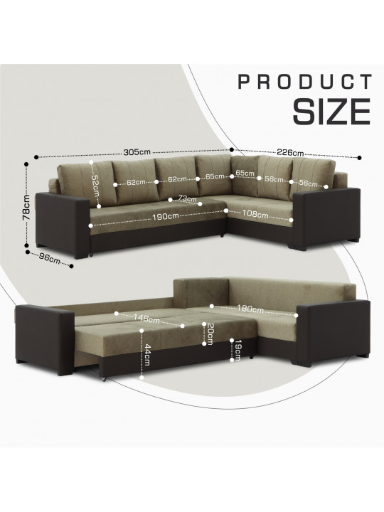 Բազմոց HOBEL CORNER ERICA BROWN 3673/BROWN MOCASSI 7114 R (6) 