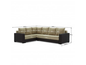 Диван HOBEL CORNER ERICA BROWN 3673/CREAM LEONARDO 3 L (6) 