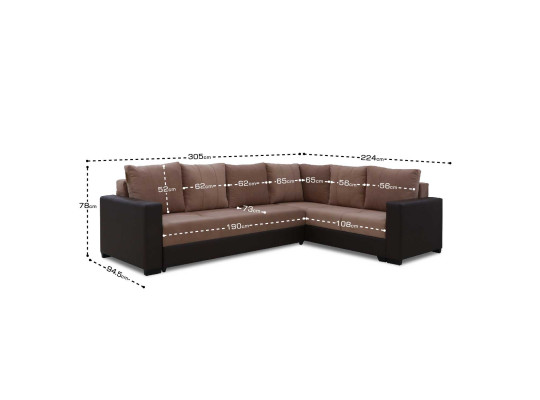 Sofa HOBEL CORNER ERICA COFFEE V460/ LIGHT BROWN VIVALDI 20 R(6) 