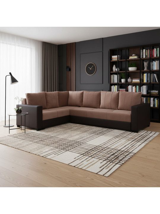 Sofa HOBEL CORNER ERICA COFFEE V460/ LIGHT BROWN VIVALDI 20 L(6) 