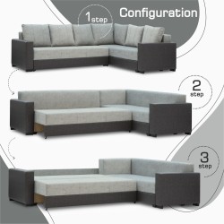 Диван HOBEL CORNER ERICA F/P DARK GREY 8410/ LIGHT GREY JAGUAR 4 R (6) 