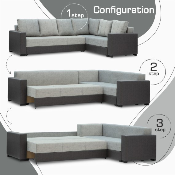 Диван HOBEL CORNER ERICA F/P DARK GREY 8410/ LIGHT GREY JAGUAR 4 R (6) 