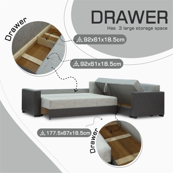Диван HOBEL CORNER ERICA F/P DARK GREY 8410/ LIGHT GREY JAGUAR 4 R (6) 