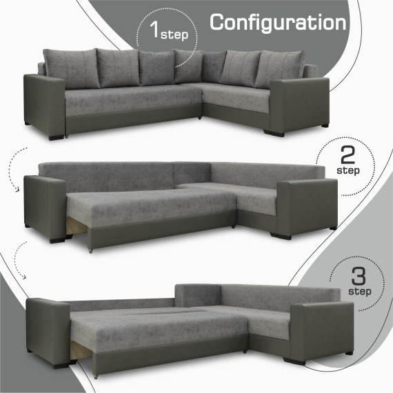 Sofa HOBEL CORNER ERICA F/P GREY V460/ GREY JAGUAR 5 R (6) 