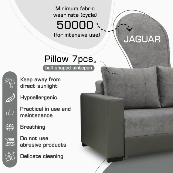 Sofa HOBEL CORNER ERICA F/P GREY V460/ GREY JAGUAR 5 R (6) 