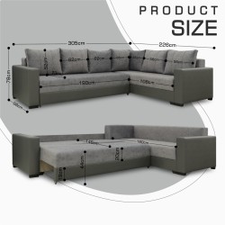 Диван HOBEL CORNER ERICA F/P GREY V460/ GREY JAGUAR 5 R (6) 