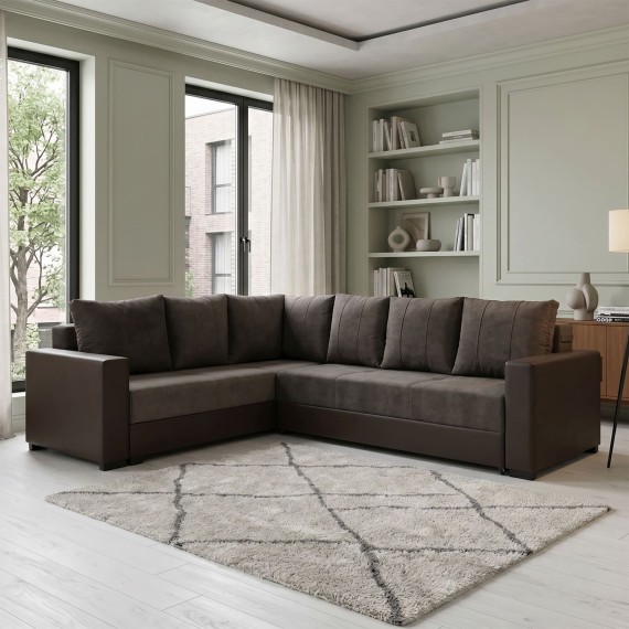 Sofa HOBEL CORNER ERICA F/P COFFEE V460/ DARK BROWN JAGUAR 18 L (6) 