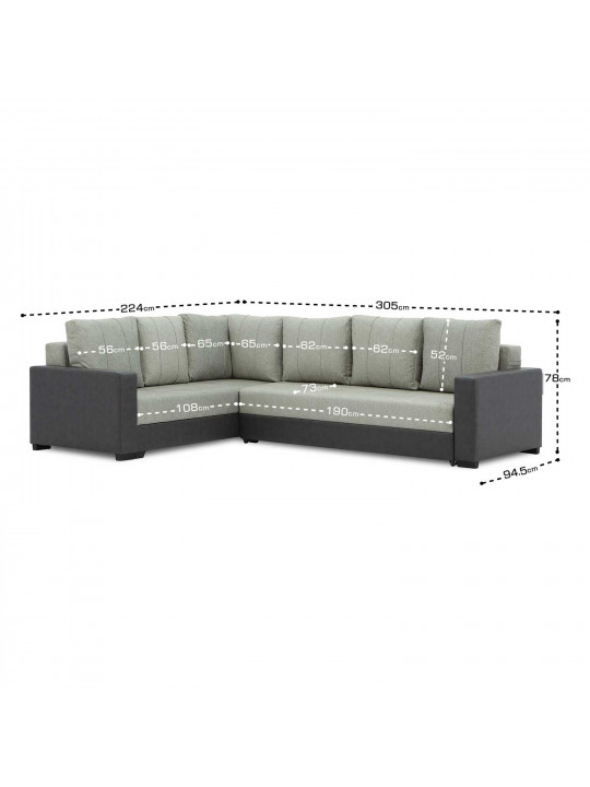 Բազմոց HOBEL CORNER ERICA GREY 8410/ LIGHT GREY MOCASSI 2141 L (6) 