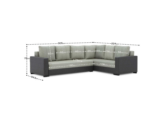 Sofa HOBEL CORNER ERICA GREY 8410/ LIGHT GREY MOCASSI 2141 R (6) 