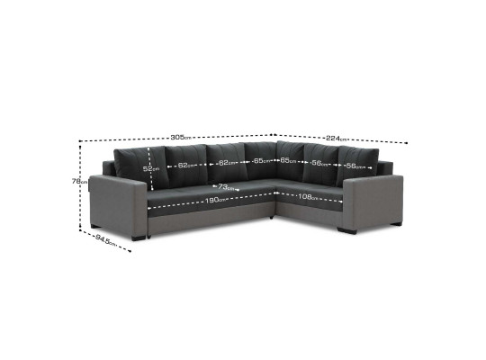 Sofa HOBEL CORNER ERICA LIGHT GREY 8409/DARK GREY LEONARDO 15 R (6) 