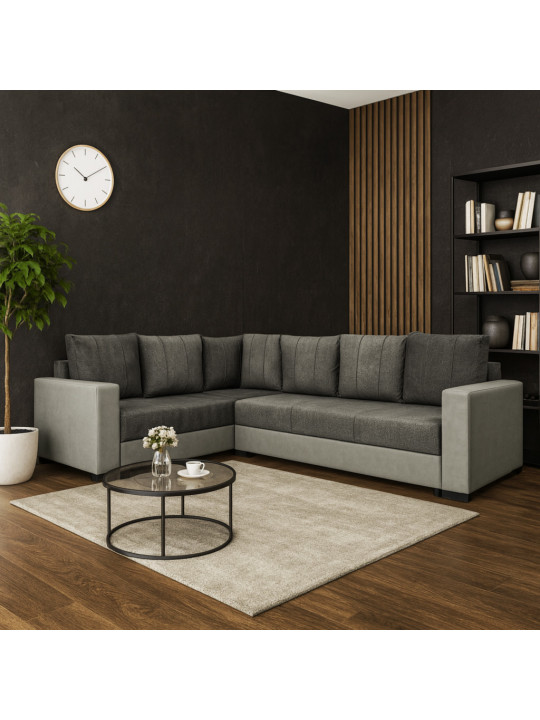 Բազմոց HOBEL CORNER ERICA LIGHT GREY 8409/ DARK GREY MOCASSI 4005 L (6) 