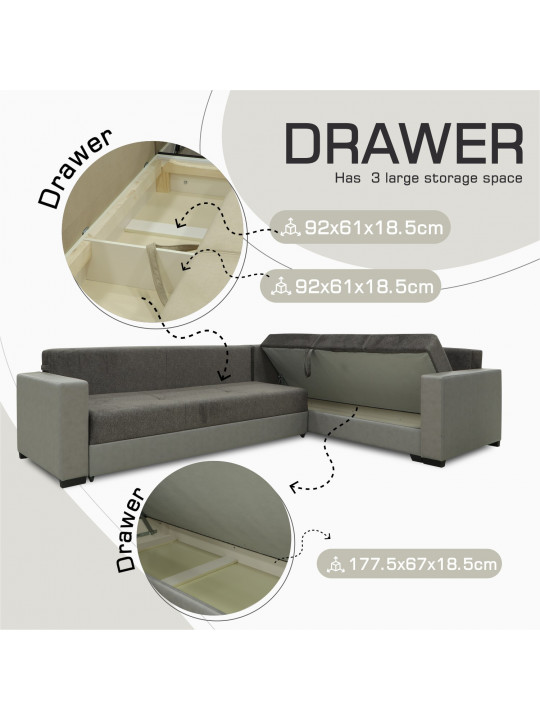 Բազմոց HOBEL CORNER ERICA LIGHT GREY 8409/ DARK GREY MOCASSI 4005 R (6) 