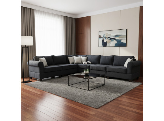 Диван HOBEL CORNER EVA DARK BLUE BEATTO 1053/ GREY INFINITY 991 (6) 