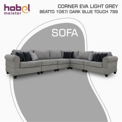 Диван HOBEL CORNER EVA LIGHT GREY BEATTO 1067/ DARK BLUE TOUCH 799 (6) 