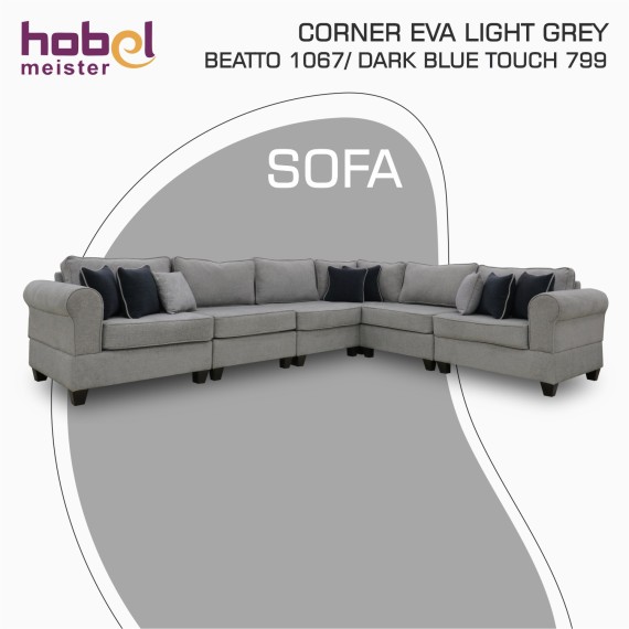 Диван HOBEL CORNER EVA LIGHT GREY BEATTO 1067/ DARK BLUE TOUCH 799 (6) 