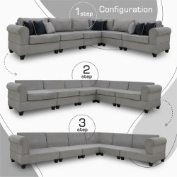 Диван HOBEL CORNER EVA LIGHT GREY BEATTO 1067/ DARK BLUE TOUCH 799 (6) 