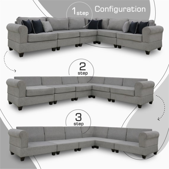 Диван HOBEL CORNER EVA LIGHT GREY BEATTO 1067/ DARK BLUE TOUCH 799 (6) 