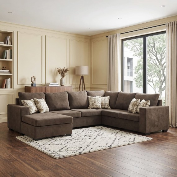 Sofa HOBEL CORNER JASMIN F/R BROWN BELLA 6 / GONZA 1009/ BENORRY 1002 R (7) 