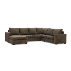 Диван HOBEL CORNER JASMIN F/R BROWN BELLA 6 / GONZA 1009/ BENORRY 1002 R (7) 