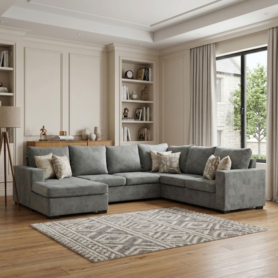Диван HOBEL CORNER JASMIN F/R LIGHT GREY BELLA 13 / GONZA 1002/ BENORRY 1005 R (7) 
