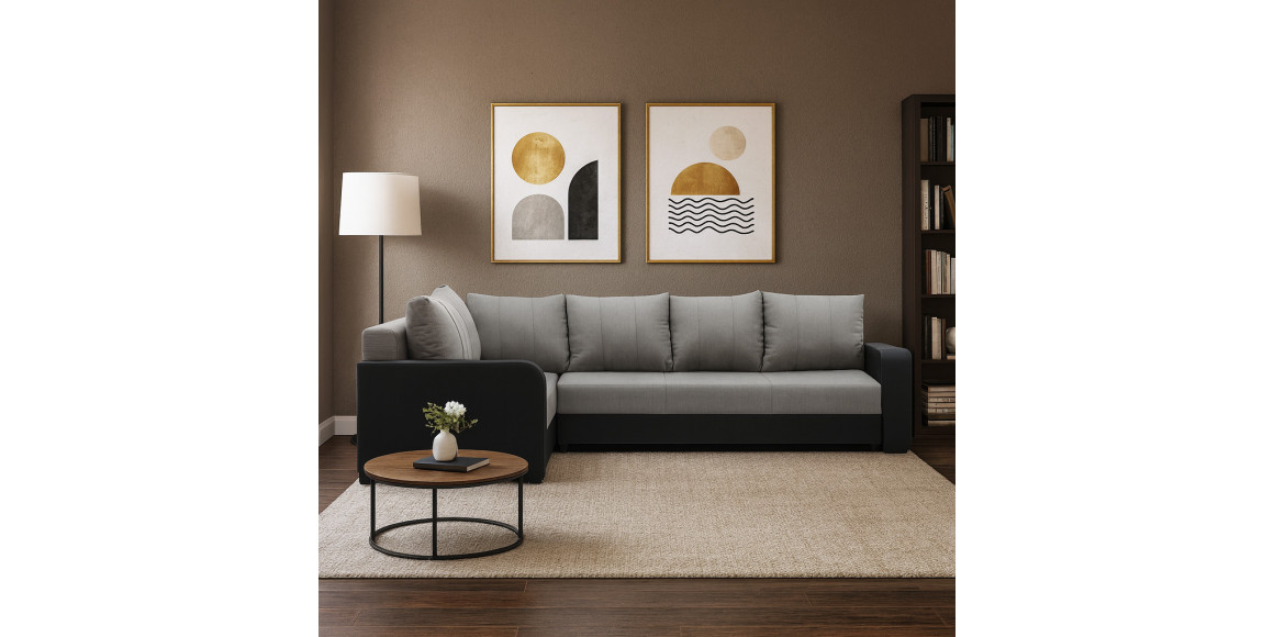 Диван HOBEL CORNER KATRIN BLACK 4503/CAPPUCCINO SCANDI 19 L (6) 