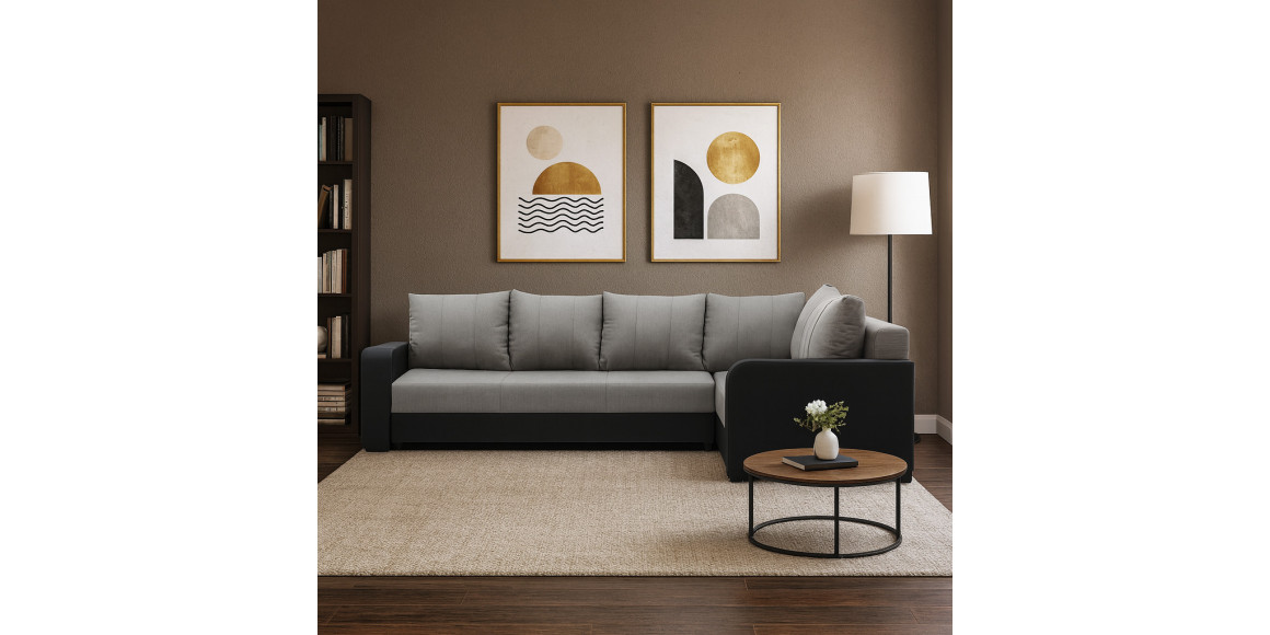 Sofa HOBEL CORNER KATRIN BLACK 4503/CAPPUCCINO SCANDI 19 R (6) 