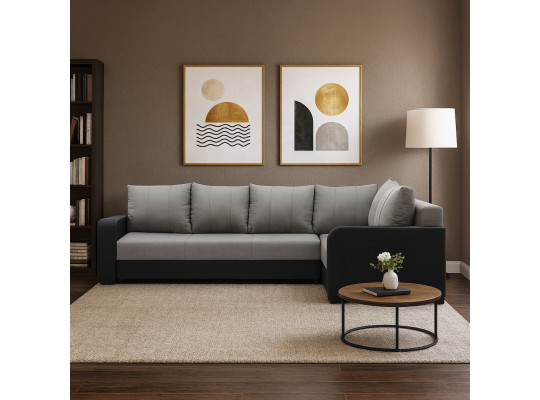 Sofa HOBEL CORNER KATRIN BLACK 4503/CAPPUCCINO SCANDI 19 R (6) 