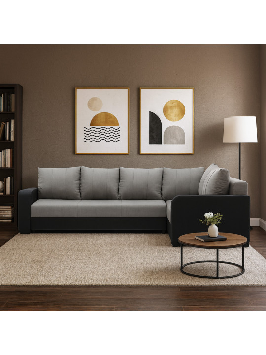 Բազմոց HOBEL CORNER KATRIN BLACK 4503/CAPPUCCINO SCANDI 19 R (6) 