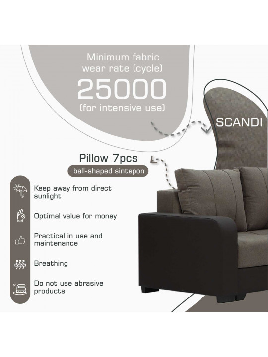 Диван HOBEL CORNER KATRIN BROWN 3673/BROWN SCANDI 6 R (6) 