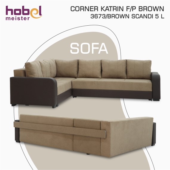 Sofa HOBEL CORNER KATRIN F/P BROWN 3673/BROWN SCANDI 5 L (6) 