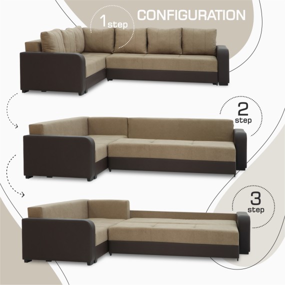 Sofa HOBEL CORNER KATRIN F/P BROWN 3673/BROWN SCANDI 5 L (6) 
