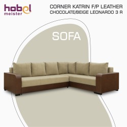 Диван HOBEL CORNER KATRIN F/P LEATHER CHOCOLATE/BEIGE LEONARDO 3 R (6) 