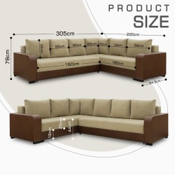 Диван HOBEL CORNER KATRIN F/P LEATHER CHOCOLATE/BEIGE LEONARDO 3 R (6) 