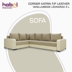 Диван HOBEL CORNER KATRIN F/P LEATHER VANILLA/BEIGE LEONARDO 3 L (6) 